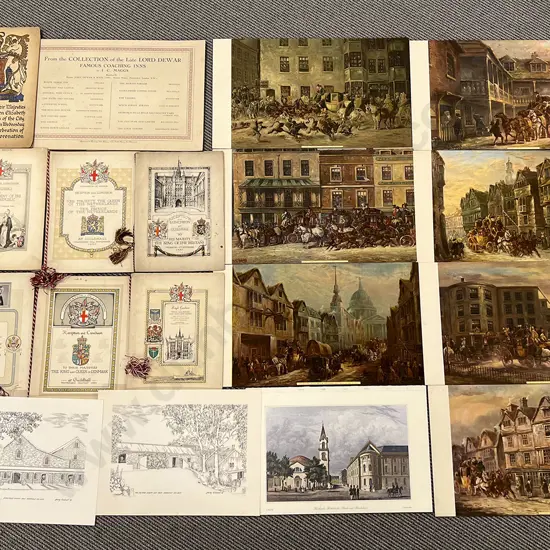 Set of Coaching Inns Prints and Eight Reception and Luncheon Programmes