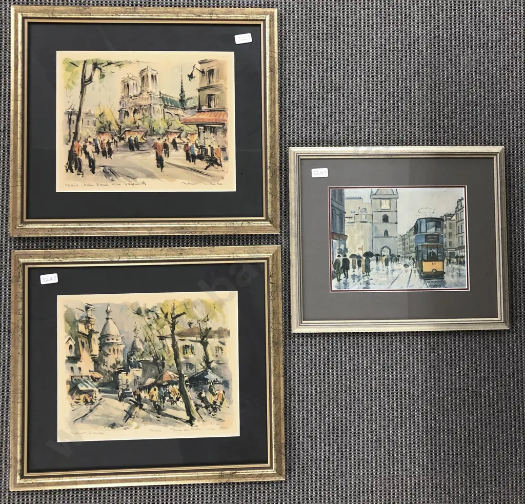 Three Framed City Scenic Works Image 1++