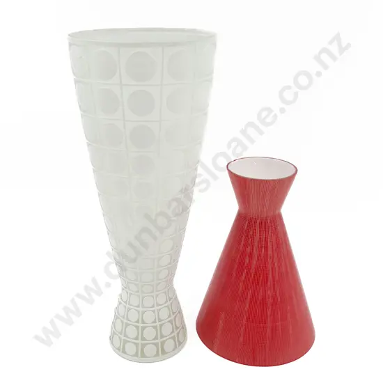 Mid Century Art Glass Vase together With Retro Glass Light Shade