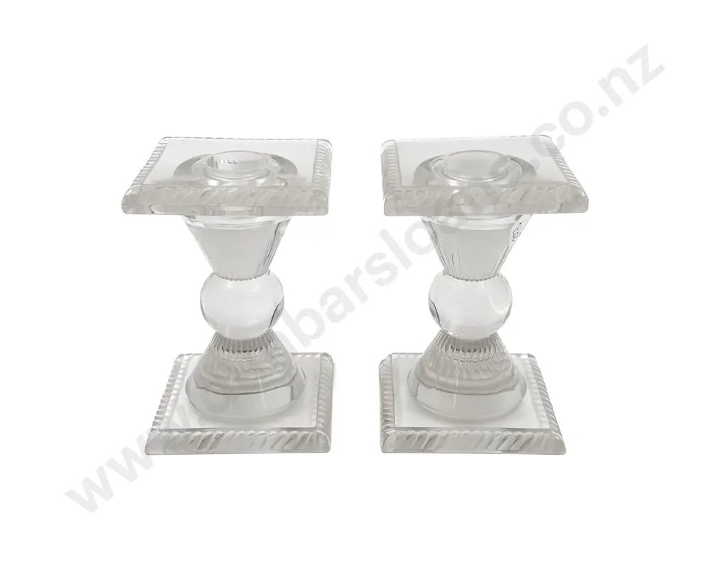 Pair of Cut Glass Candle Holders (Minor Chips) Image 1++