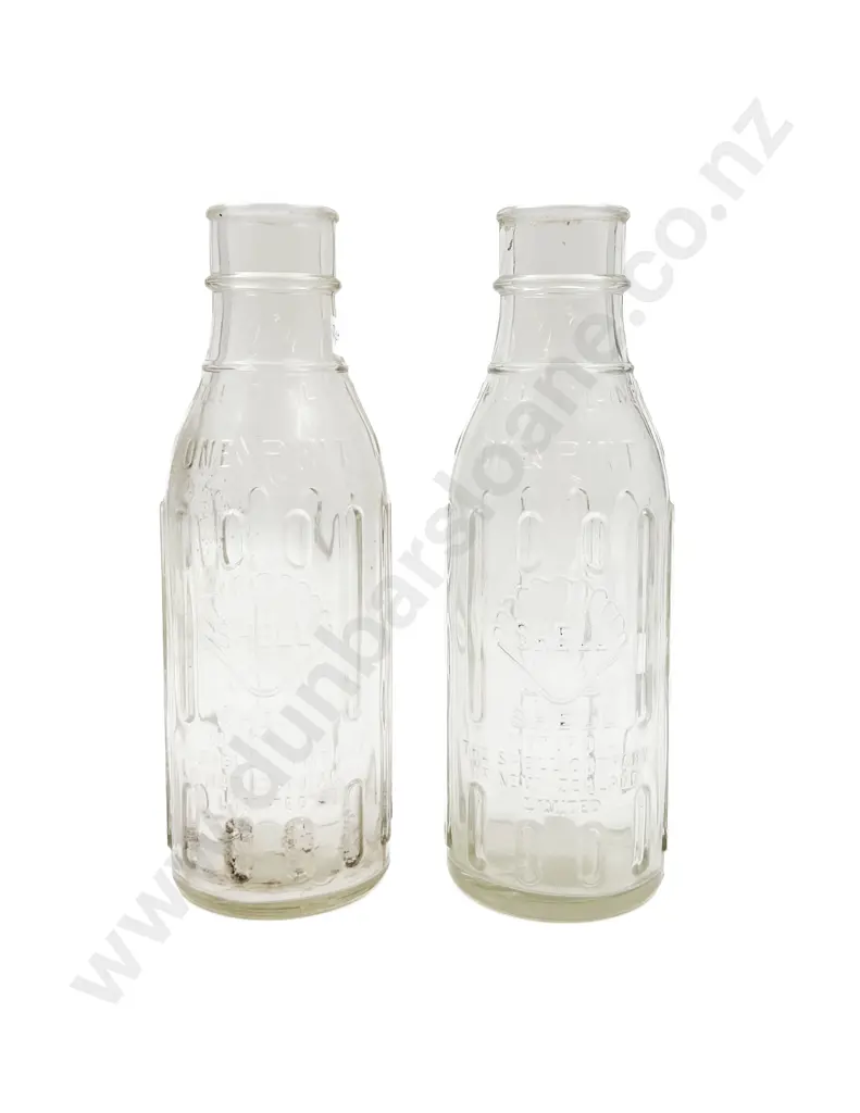 Pair of Glass Shell Motor Oil Bottles Image 1++