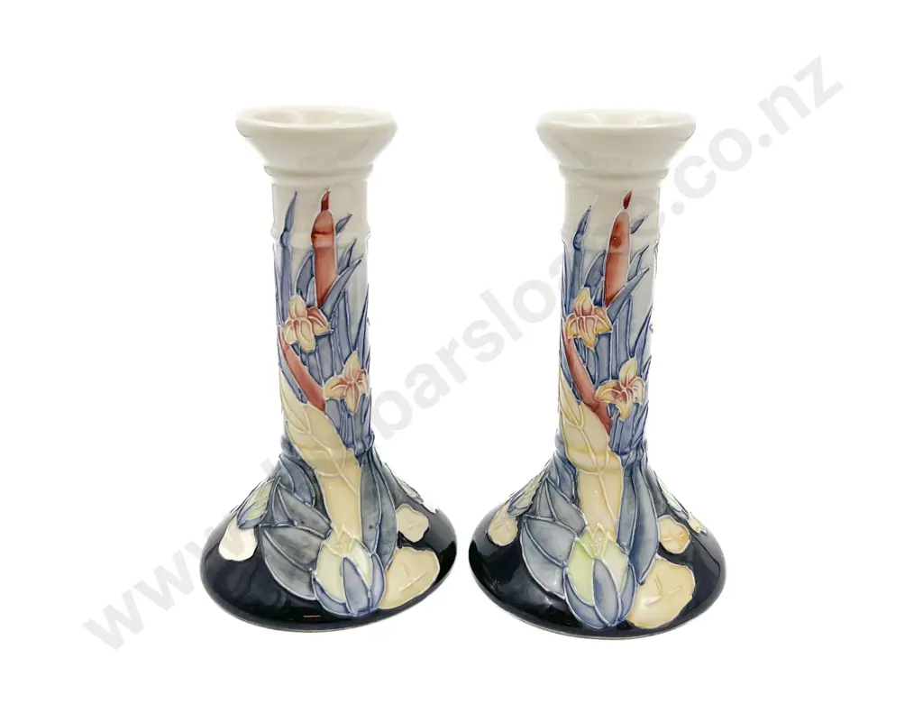 Pair of Floral Decorated Ceramic Candle Holders Image 1++