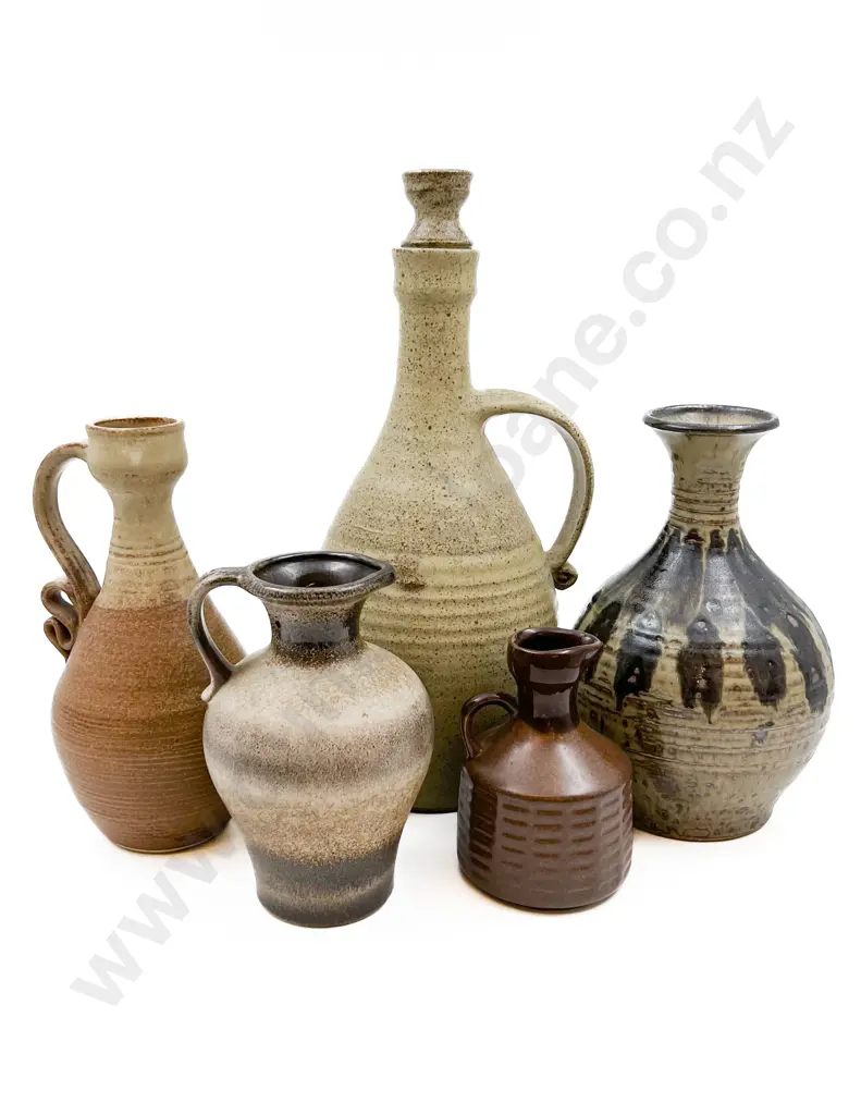 Five Assorted NZ Pottery Vases With Jugs and Flagons Image 1++
