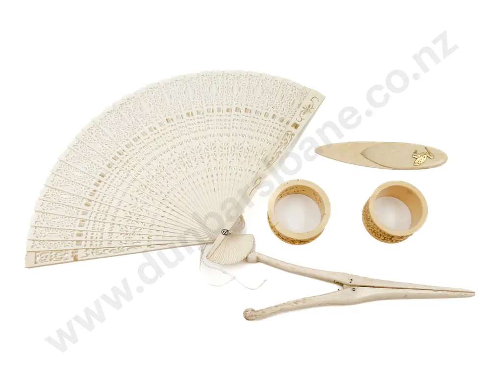 Quantity of Assorted Bone and Ivory Including Fan and Napkin Rings Etc Image 1++