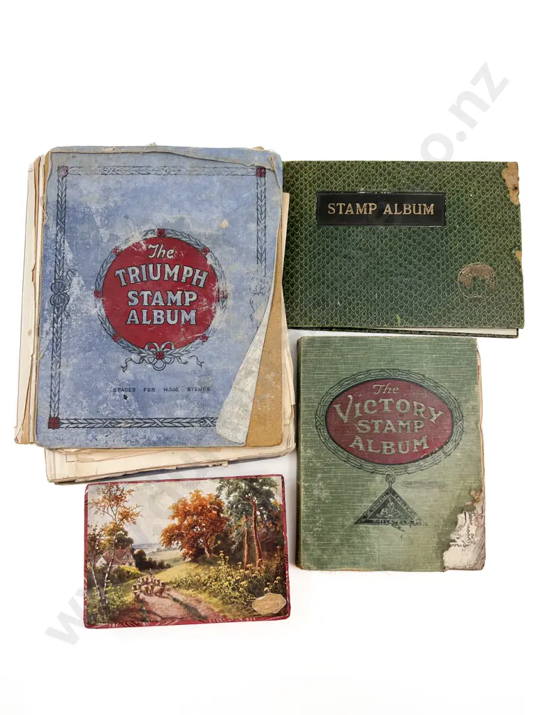 Three World Stamp Albums Together with Loose Stamps Image 1++