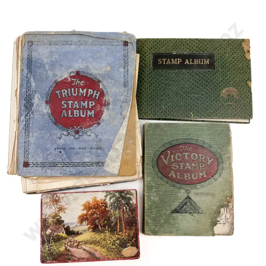Three World Stamp Albums Together with Loose Stamps
