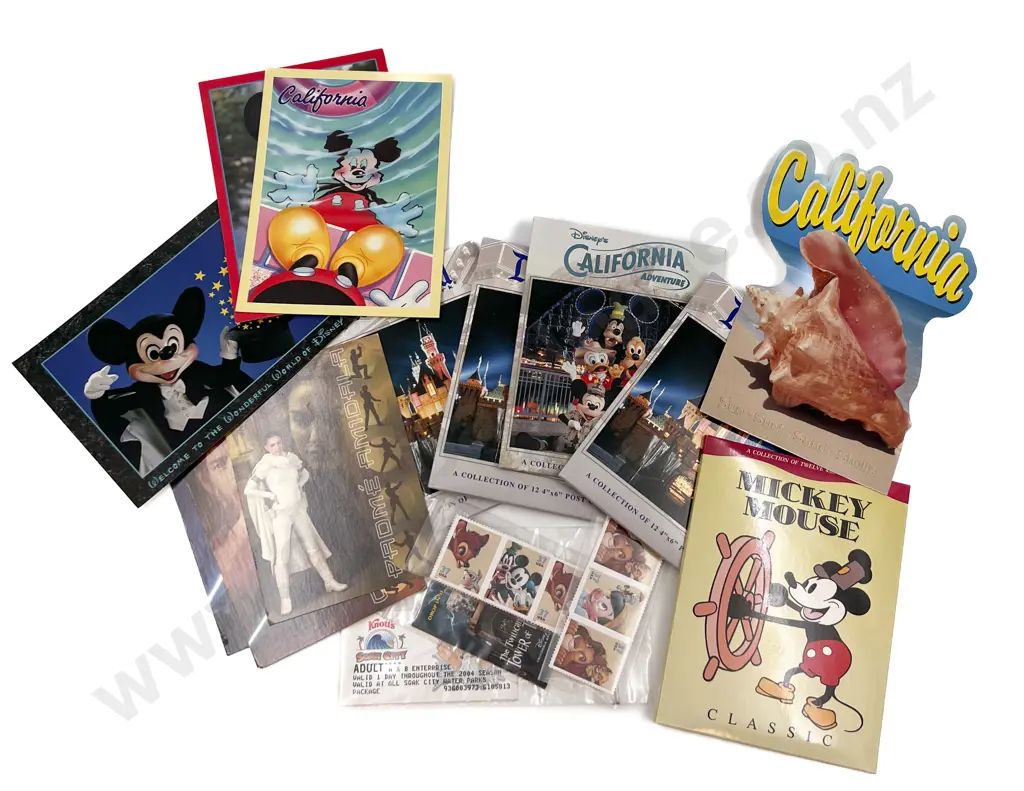 Quantity of Disneyland Postcards and Stamps Etc Image 1++