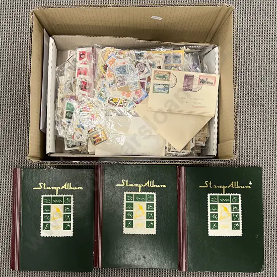 Large Quantity of Assorted Empty Stamp Albums and Loose Stamps