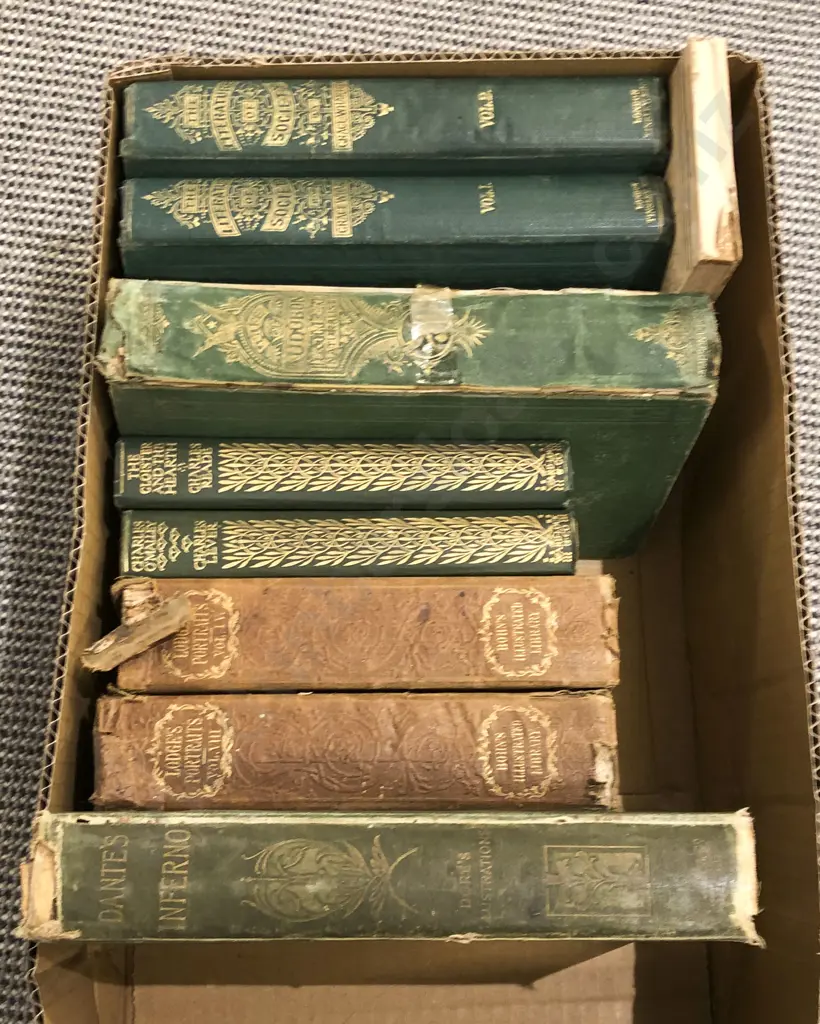 Small Box of Assorted Books Including the Literature of Society Volume 1-2 Together with Dante's Inferno Image 1++