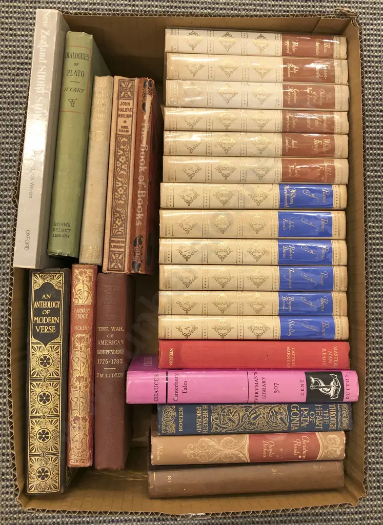 Box of Assorted Booking Including Poetical Volumes and Short Stories Image 1++