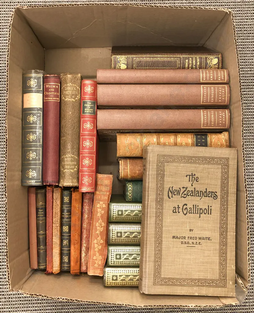 Box of Assorted Books Including The New Zealanders at Gallipoli by Major Fred Waite Image 1++