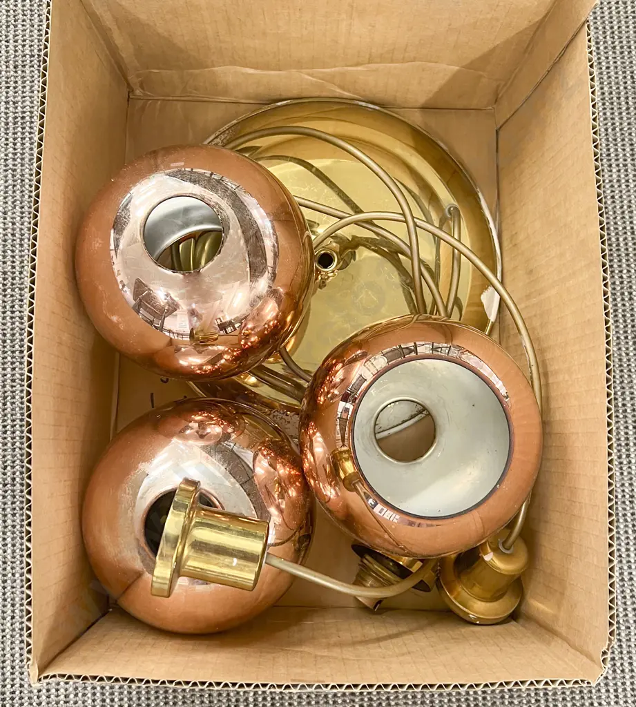 Copper Three Light Ceiling Pendant Image 1++