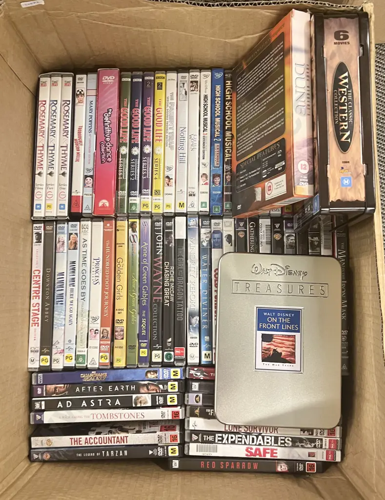 Box of Assorted DVDs Image 1++