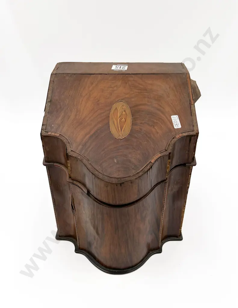Georgian Mahogany Inlaid Lidded Knife Box Image 1++