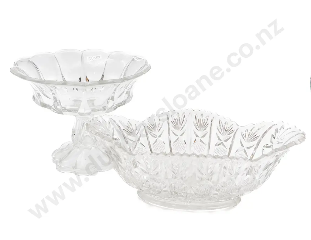Cut Glass Comport Together With Crystal Bowl Image 1++