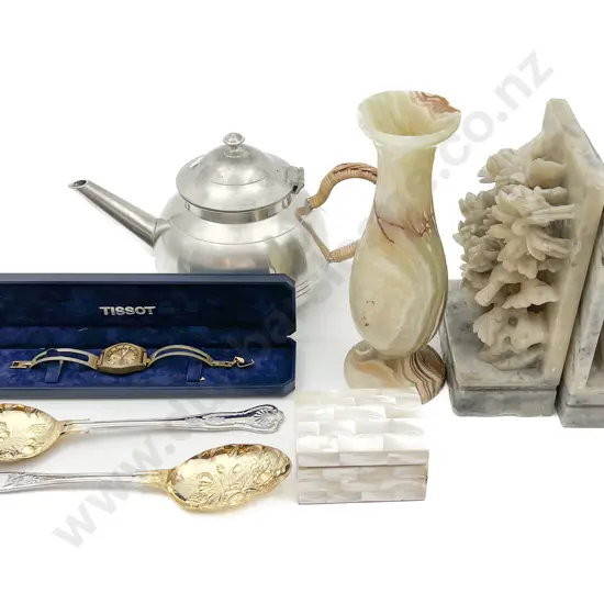 Hardstone Bookends With MOP box and Assorted