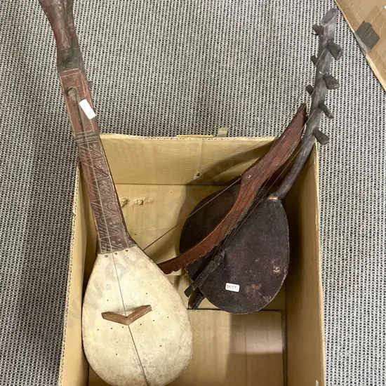Box of Assorted Vintage Musical Instruments