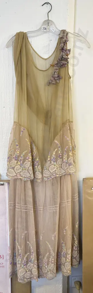 Vintage Edwardian Lace Gown with Floral Designs Image 1++
