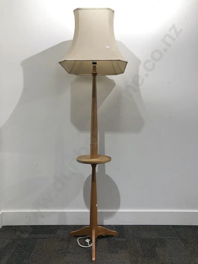 Mid Century Standard lamp with Circular Table Middle Together with Three Assorted Lamp Shades Image 1++