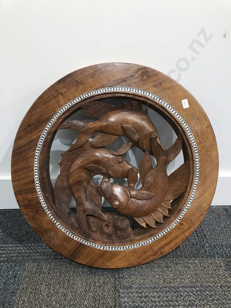 Carved Wooden Occasional Table with Collapsible Base Image 1++