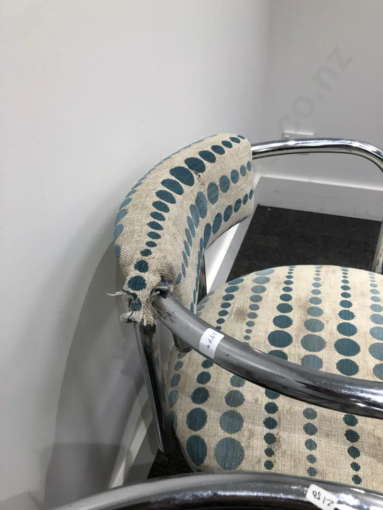 Pair of Ramler Furniture Designed Chromed and Upholstered Swivel Tub Chairs Image 1++