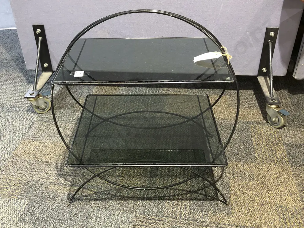 Retro Glass Topped Two Tier Coffee Table Image 1++