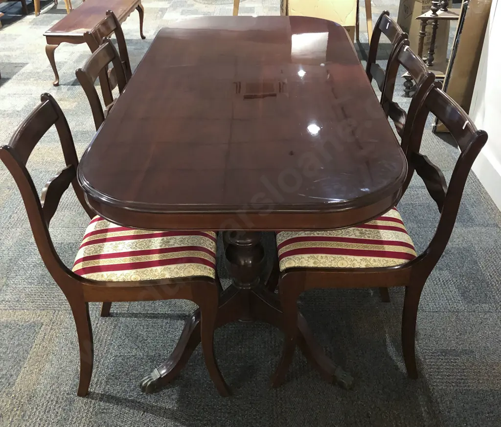 Mahogany Rectangular Dining Table with Six Matching Chairs Image 1++