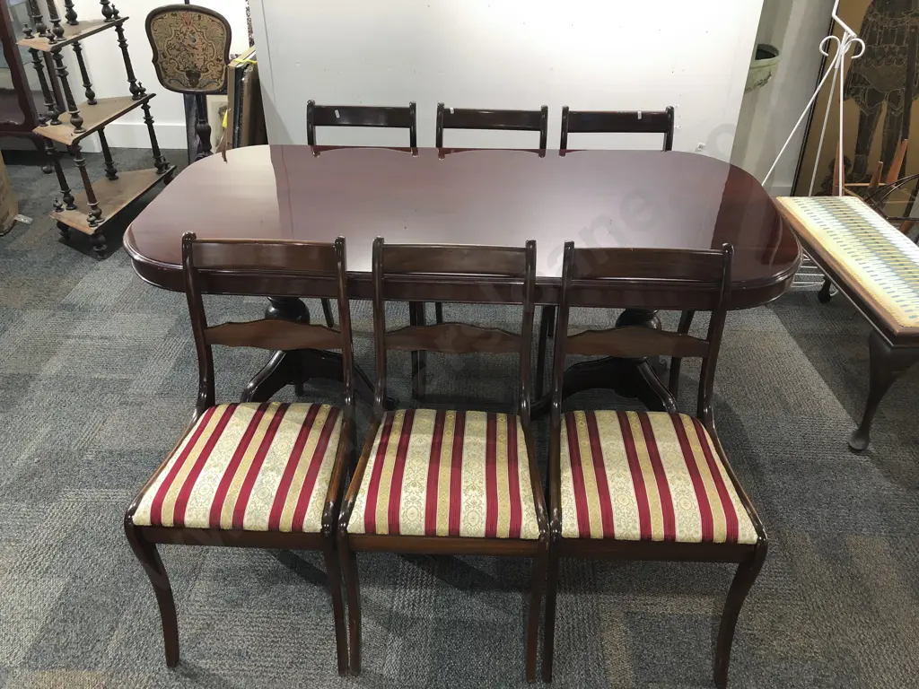 Mahogany Rectangular Dining Table with Six Matching Chairs Image 1++