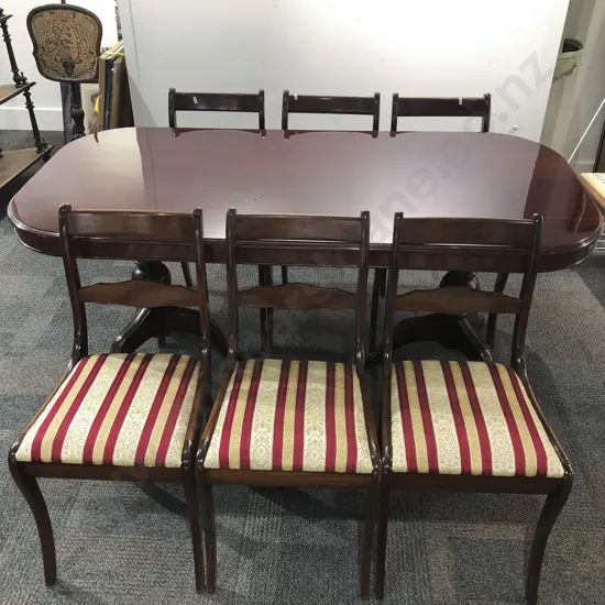 Mahogany Rectangular Dining Table with Six Matching Chairs