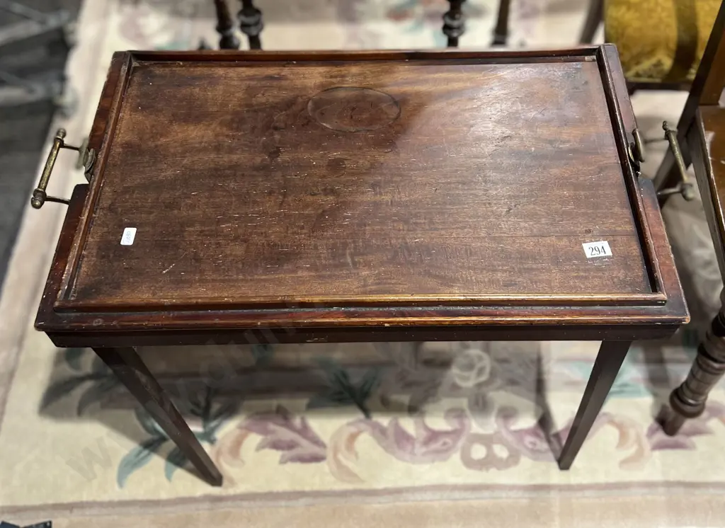 "Osterley table Tray" with Brass mechanism For Folding Legs Image 1++