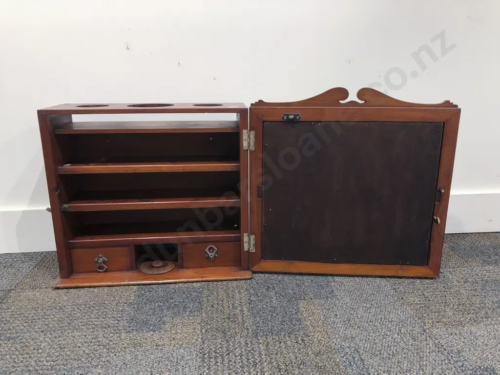 Victorian Mirror Door Cabinet with Shelfed Interior Image 1++