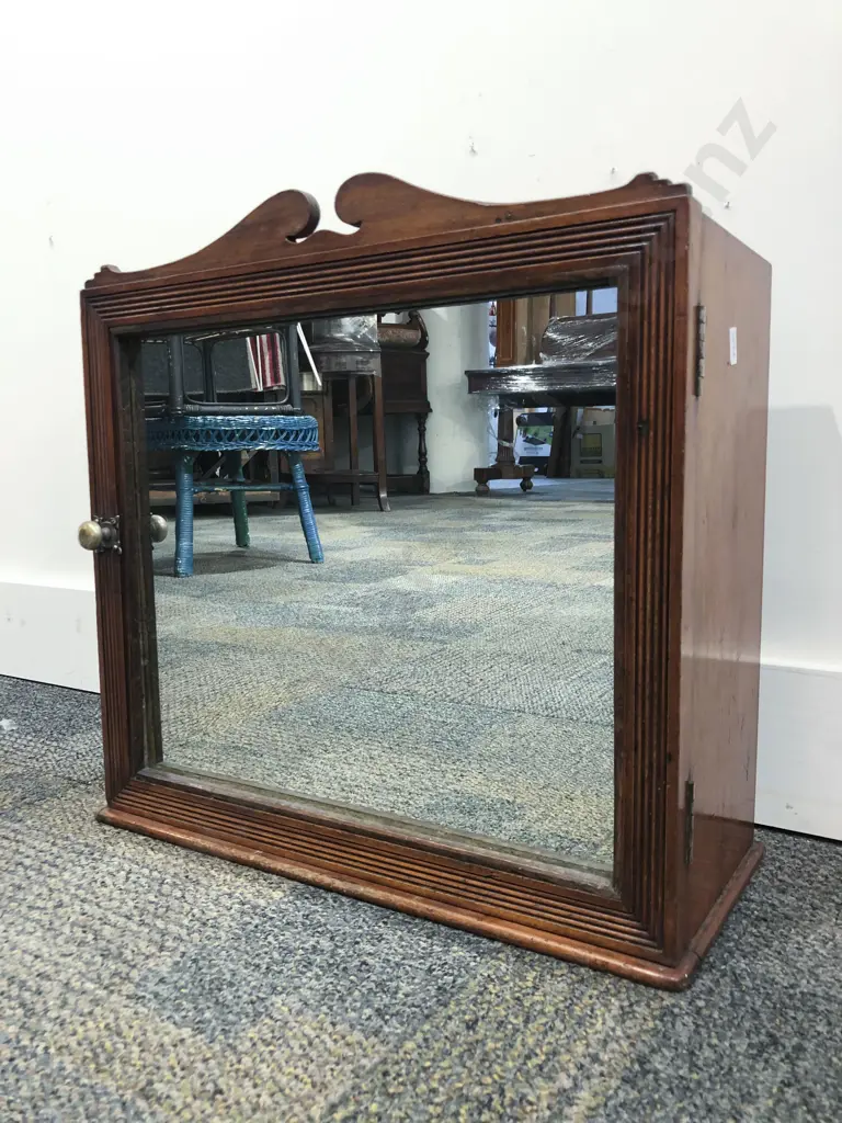 Victorian Mirror Door Cabinet with Shelfed Interior Image 1++