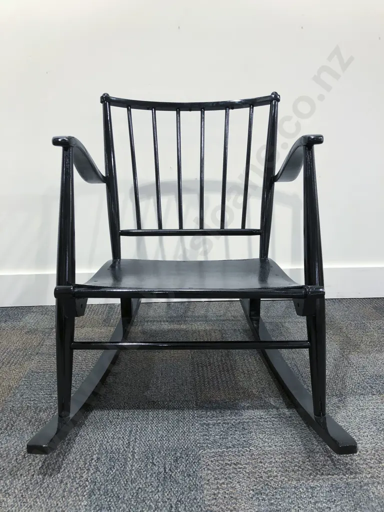 Lacquered Stick Back Rocking Chair Together with Similar Arm Chair Image 1++