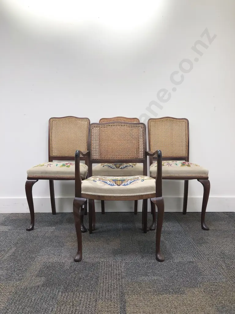 Four Wycombe Backed Tapestry Seated Dining Chairs Image 1++