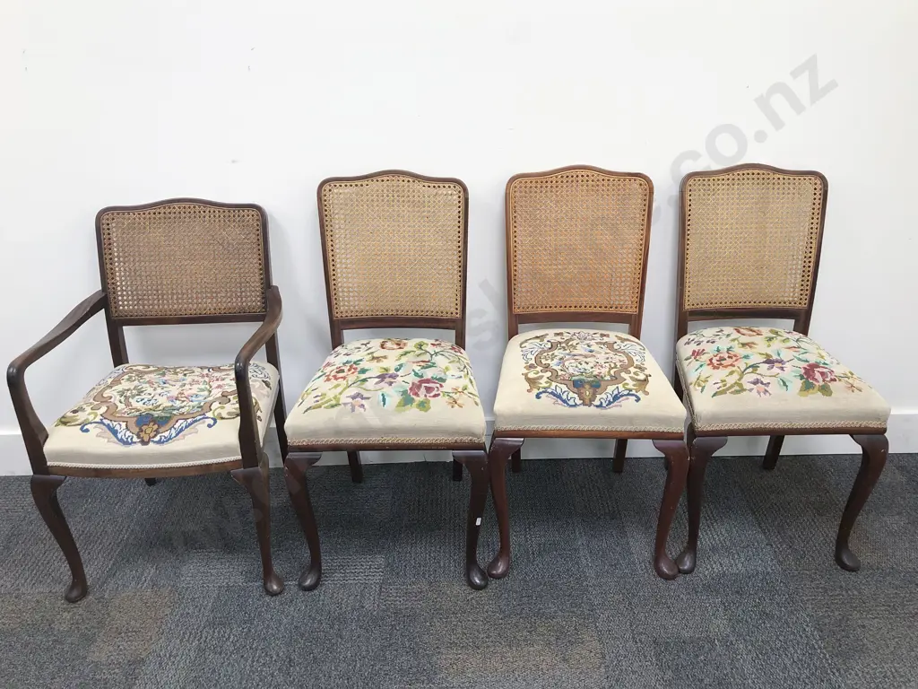 Four Wycombe Backed Tapestry Seated Dining Chairs Image 1++