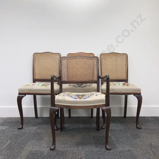 Four Wycombe Backed Tapestry Seated Dining Chairs