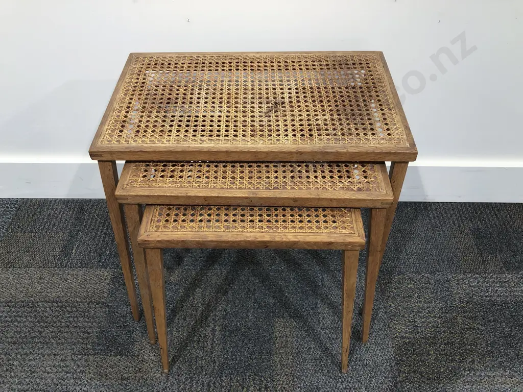 Wycombe Topped Three Nest of Tables Together with Stool (Faults) Image 1++