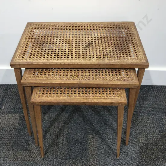 Wycombe Topped Three Nest of Tables Together with Stool (Faults)
