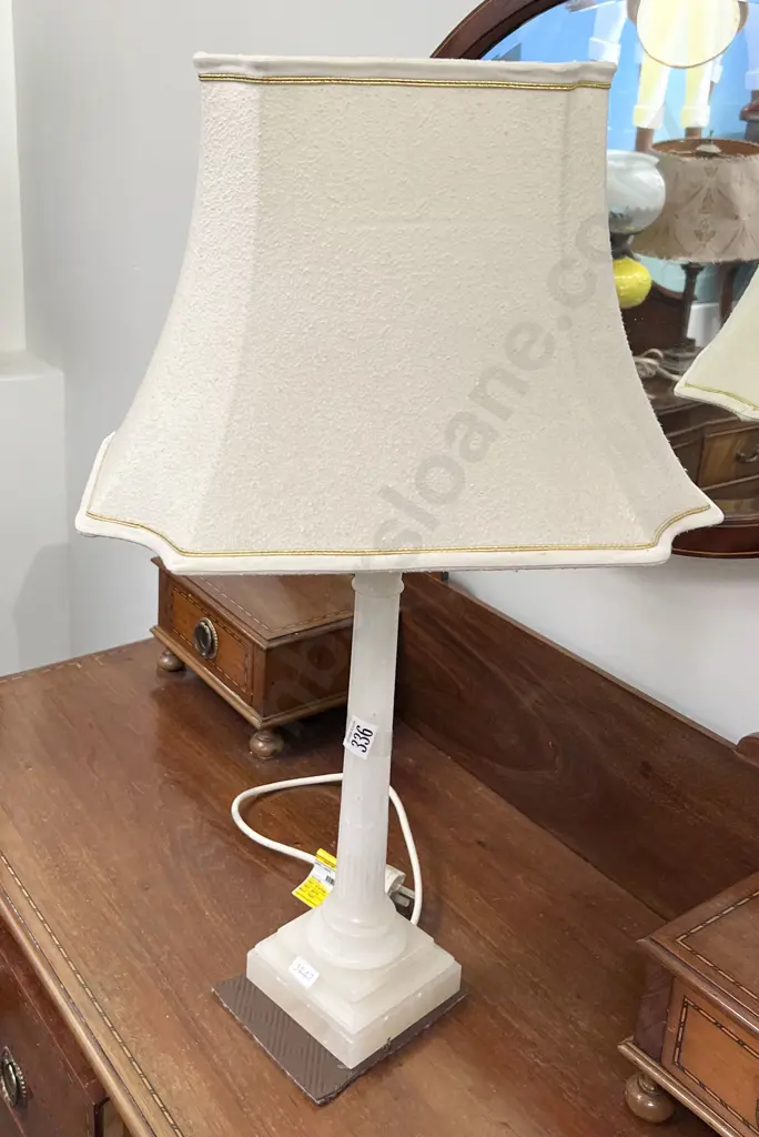 Alabaster Table Lamp and Shade Image 1++