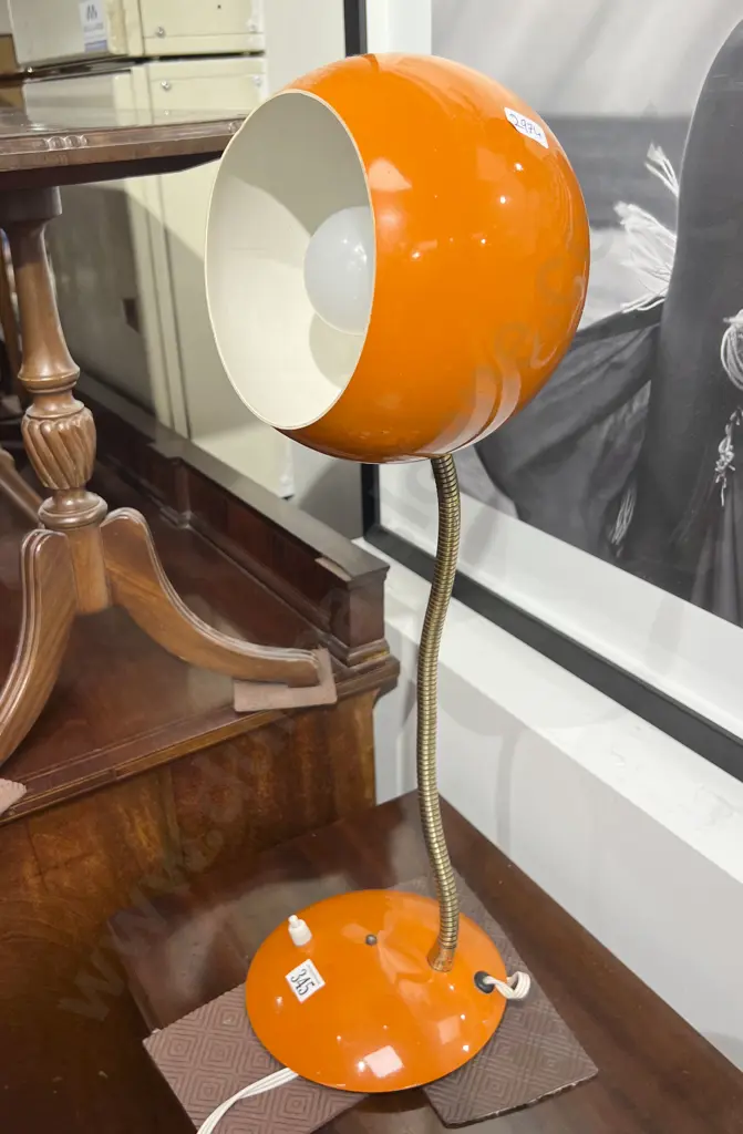 Retro Orange Table Lamp with Adjustable Neck Image 1++
