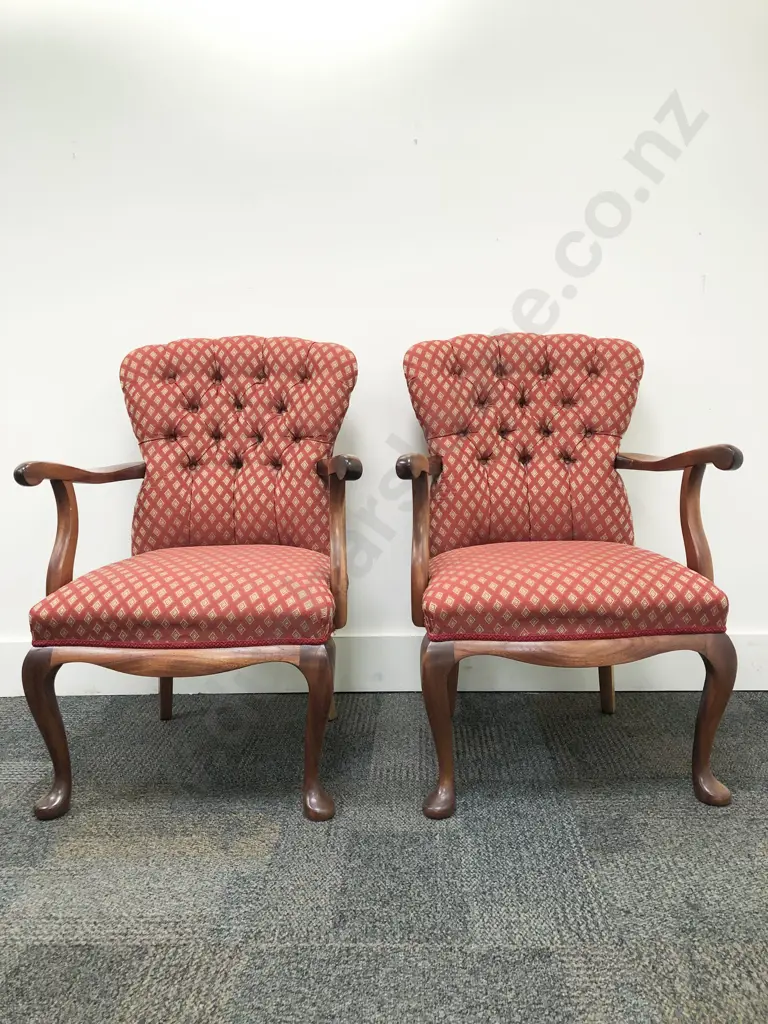 Pair of Button Backed Arm Chairs Image 1++