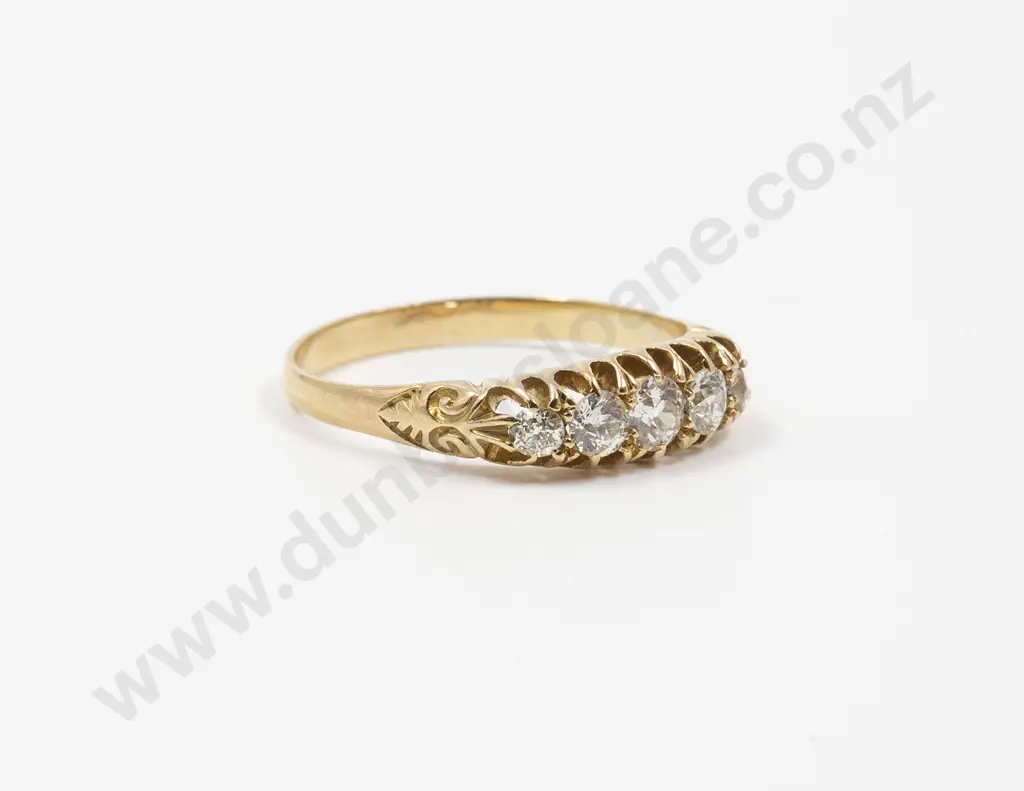 Victorian 18ct Five Stone Diamond Bridge Ring Image 1++