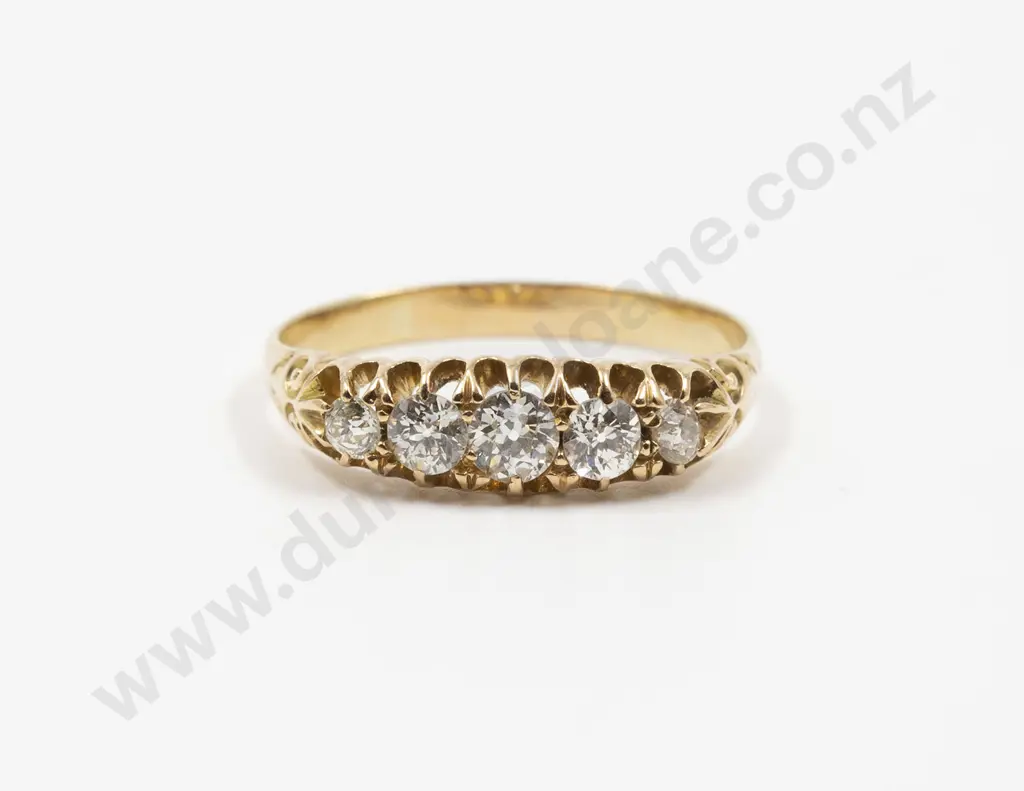 Victorian 18ct Five Stone Diamond Bridge Ring Image 1++