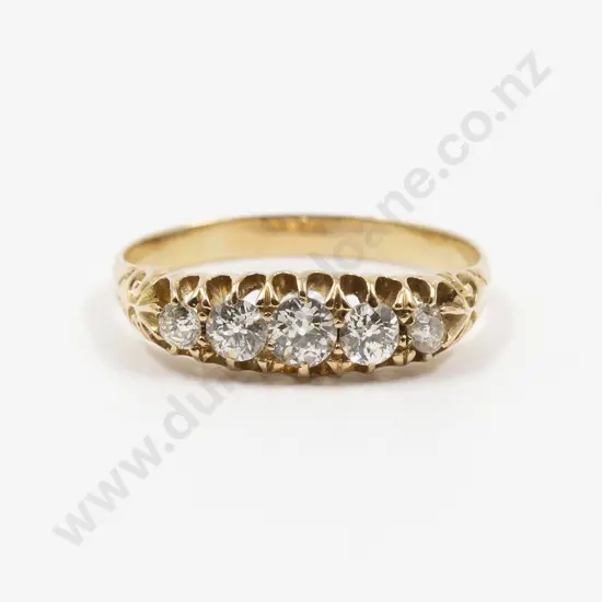 Victorian 18ct Five Stone Diamond Bridge Ring
