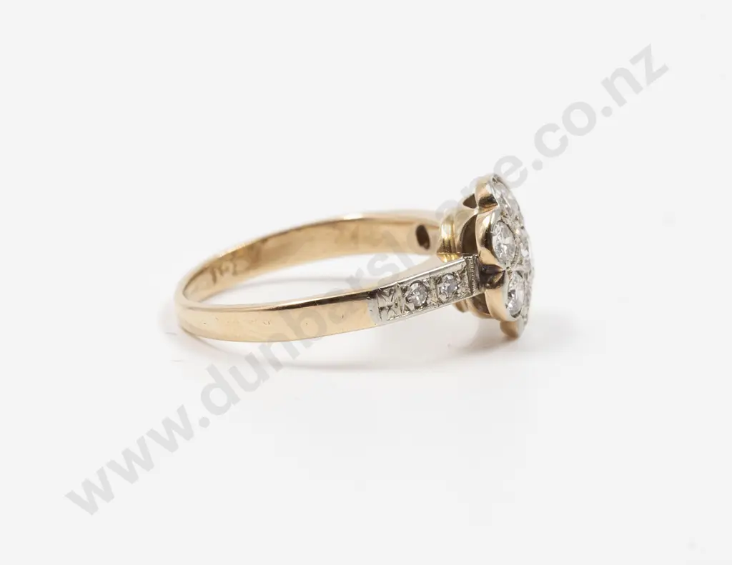 18ct Early C20th 7stone Diamond Floret Cluster Ring Image 1++