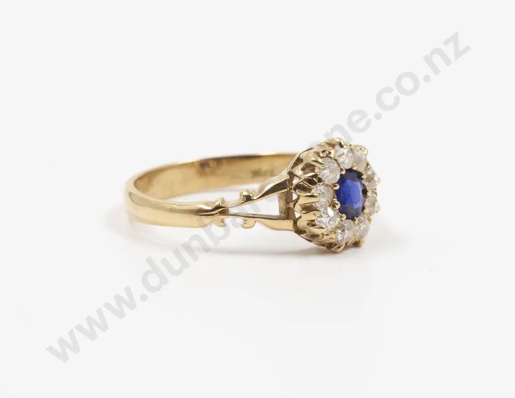 18ct Ten Stone Sapphire and Diamond Cluster Ring Image 1++