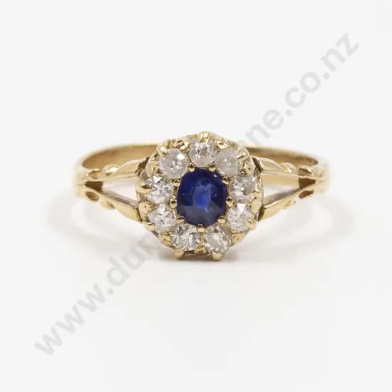 18ct Ten Stone Sapphire and Diamond Cluster Ring