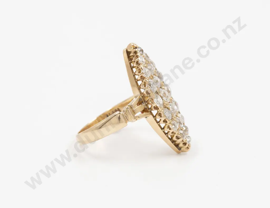 Victorian 18ct 21stone Diamond Marquise Cluster Ring Image 1++