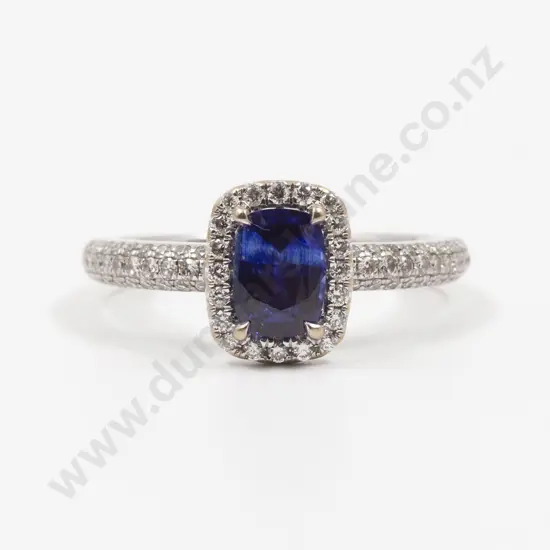 18ct White Gold Sapphire and Diamond Cluster Ring
