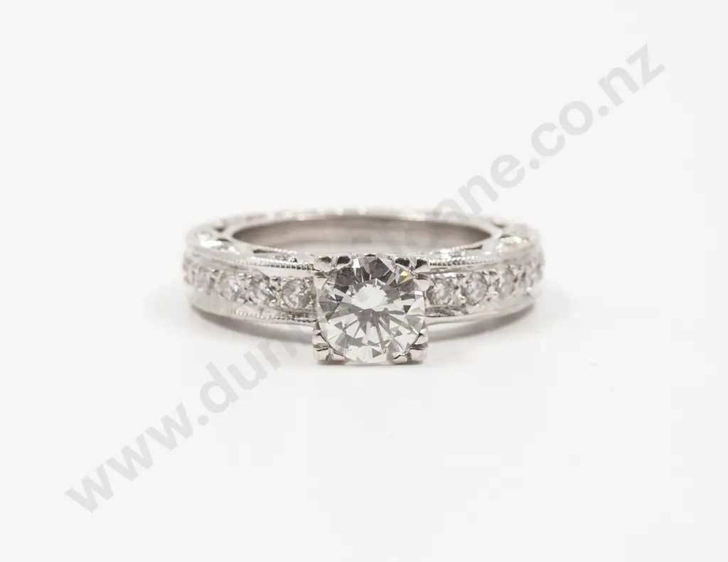 18ct White Gold Solitaire Diamond Ring Image 1++